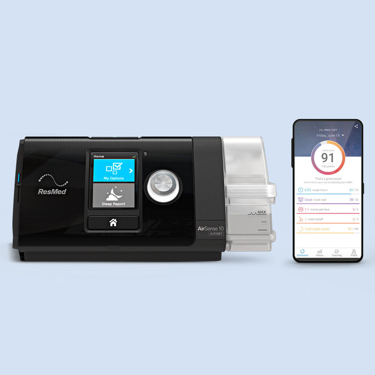 ResMed AirSense 10 AutoSet machine paired with myAir